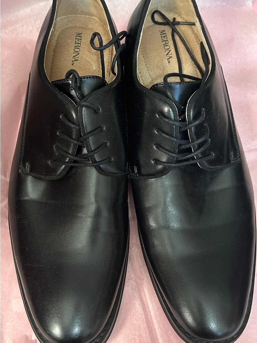 Merona Black Leather Lace-Up Derby Dress Shoes
